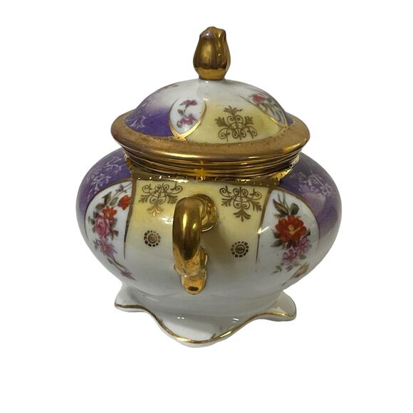 Vintage Victoria Austria Teapot & Sugar Dragon Serpent Floral Pattern Gold Trim - Picture 16 of 16